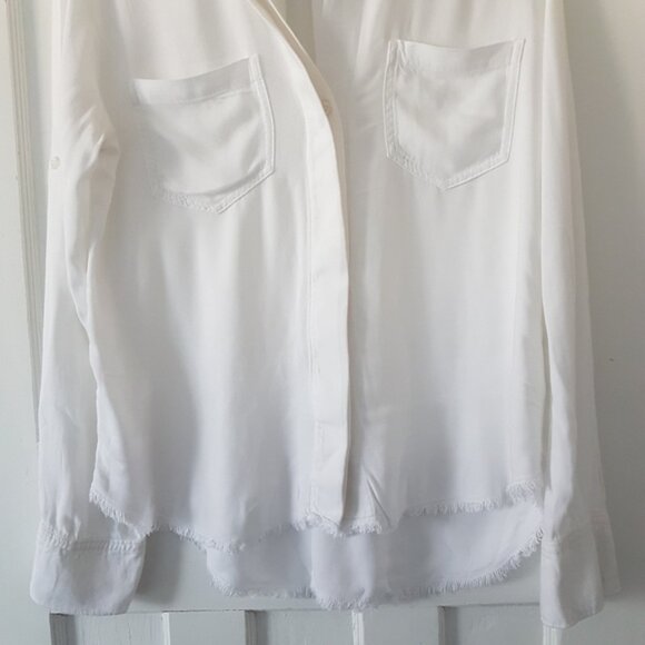 Cloth & Stone Boho Frayed Button Front Blouse Top White Sz M - Picture 3 of 14